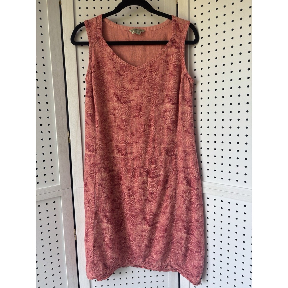 Royal Robbins Orange Coral Print Linen Blend Tank Sheath Dress Sundress SMALL